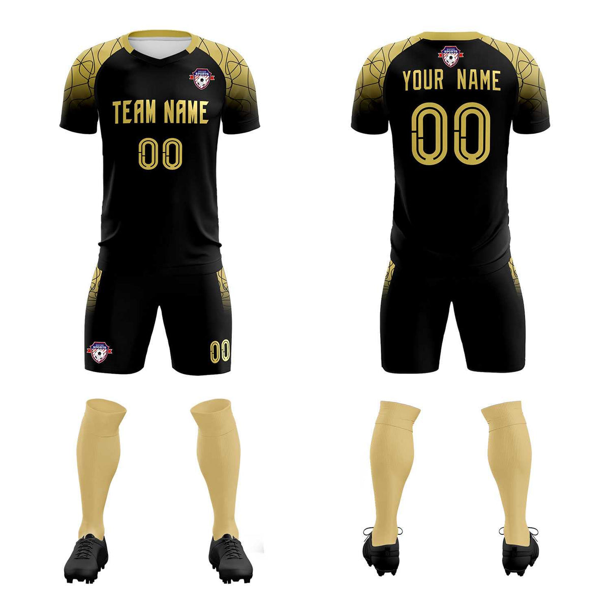 Custom Black Classic Soccer Training Kit Jersey For Adults/Kids