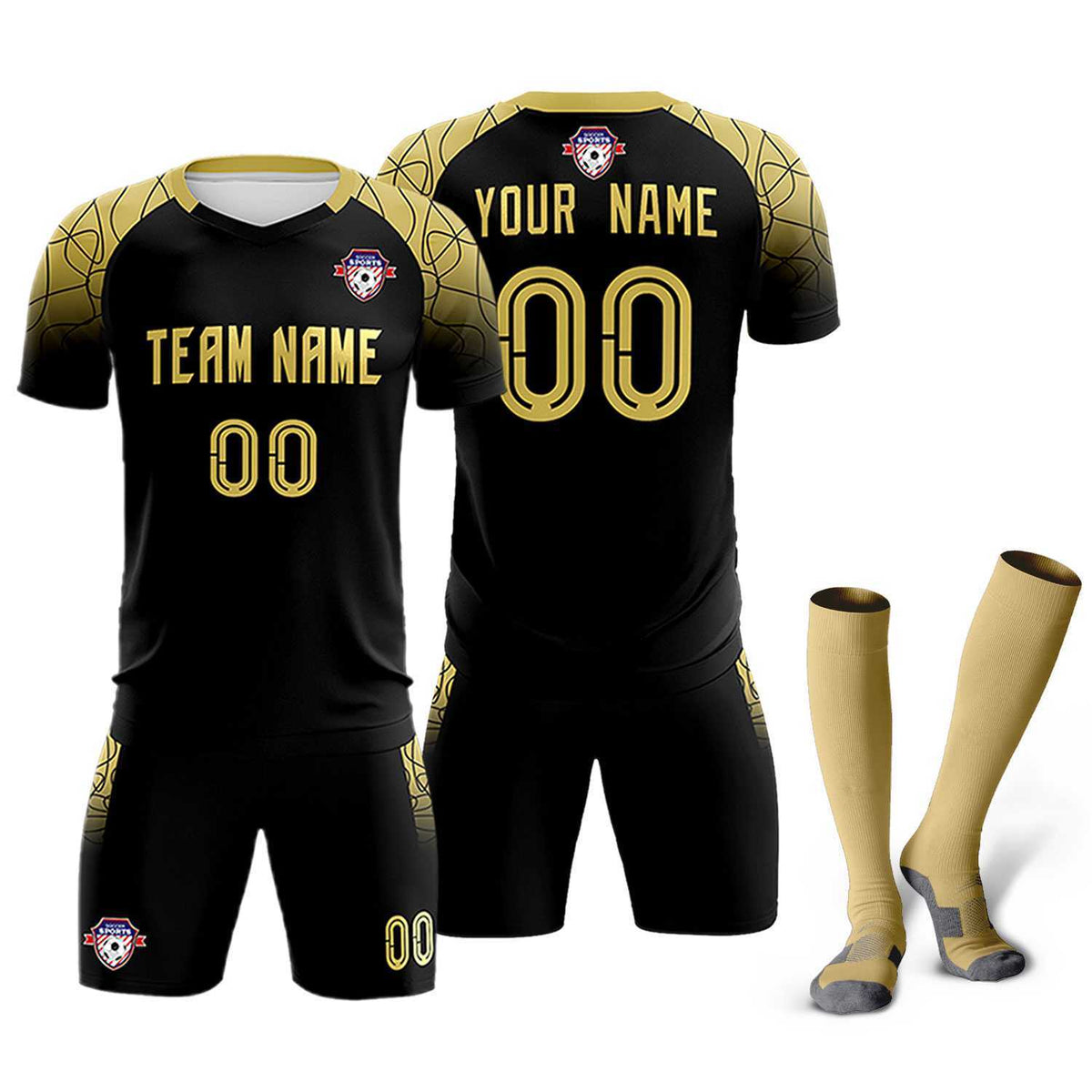 Custom Black Classic Soccer Training Kit Jersey For Adults/Kids
