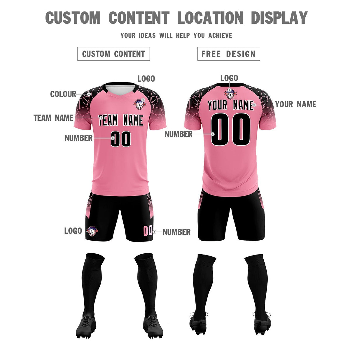 Custom Light Pink Classic Soccer Training Sets Jersey For Adults/Kids