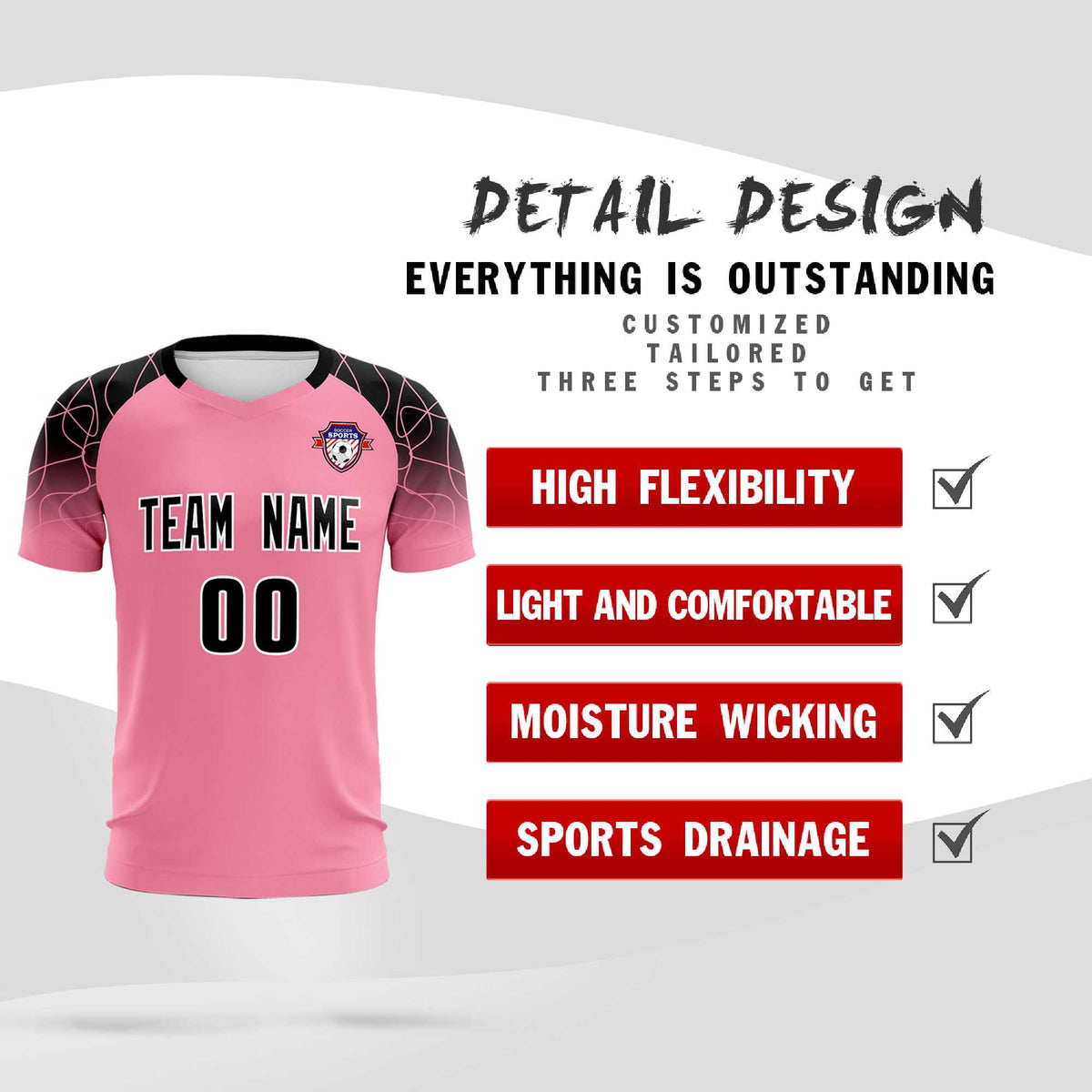 Custom Light Pink Classic Soccer Training Sets Jersey For Adults/Kids