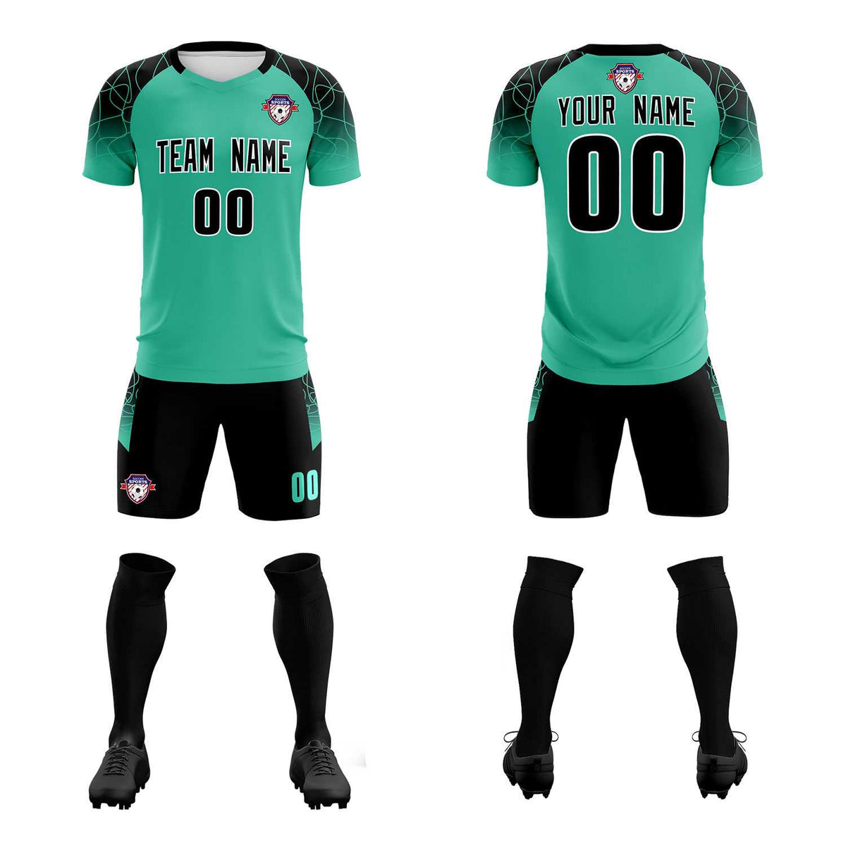 Custom Green Classic Soccer Training Sets Jersey For Adults/Kids