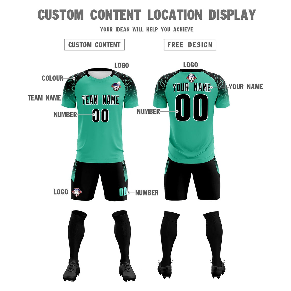 Custom Green Classic Soccer Training Kit Jersey For Adults/Kids