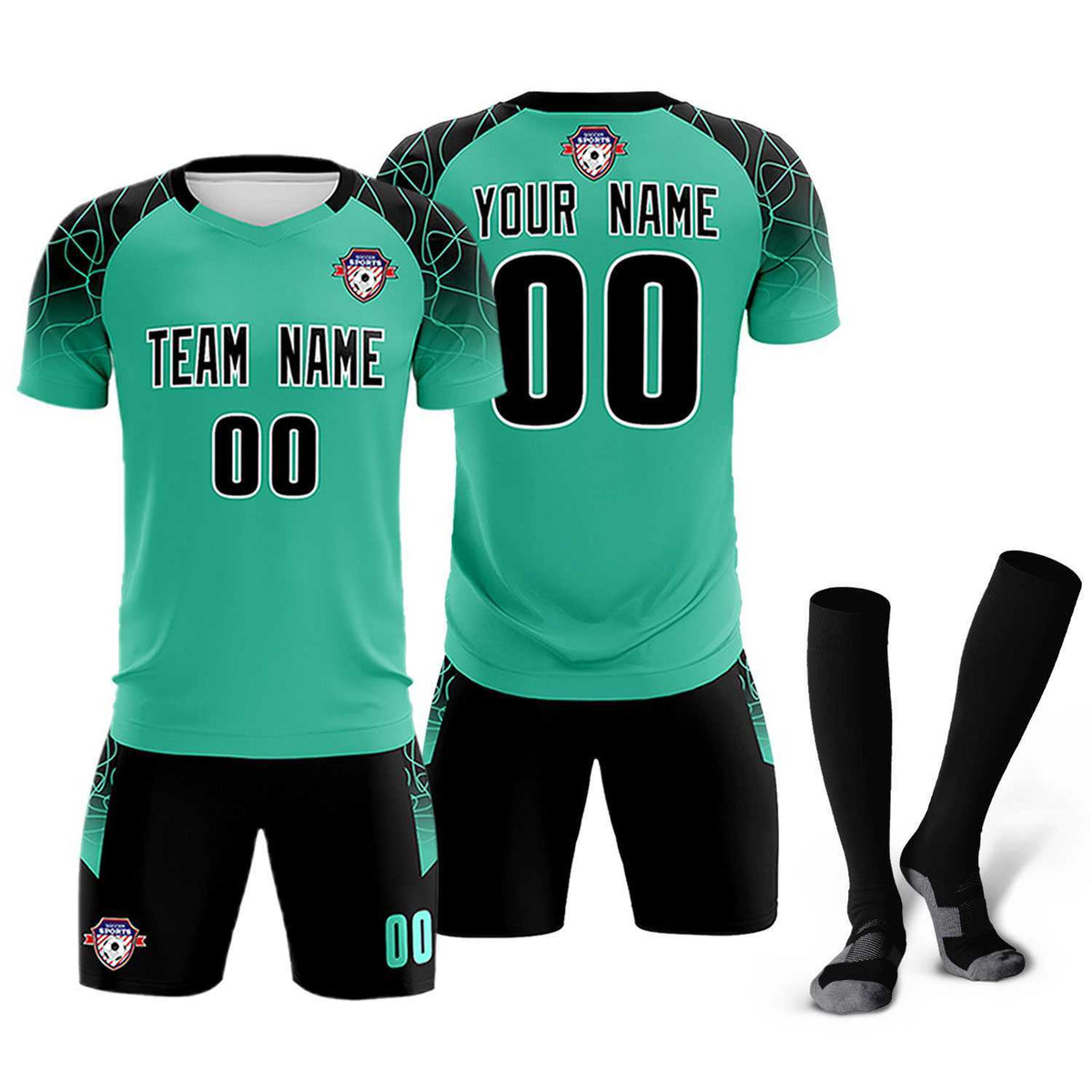 Custom Green Classic Soccer Training Kit Jersey For Adults/Kids
