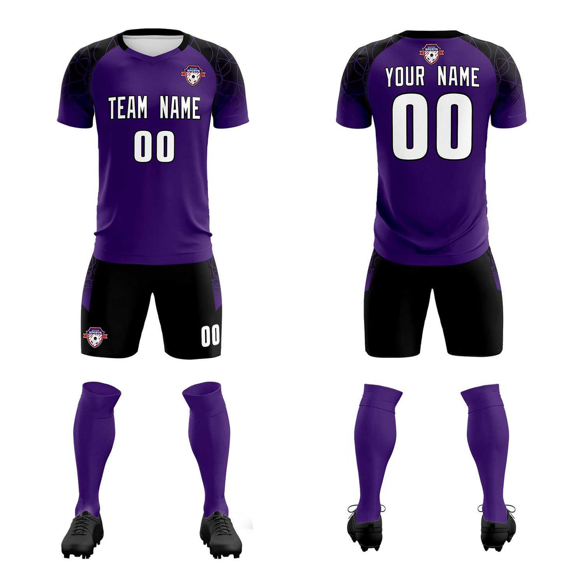 Custom Purple Classic Soccer Training Kit Jersey For Adults/Kids