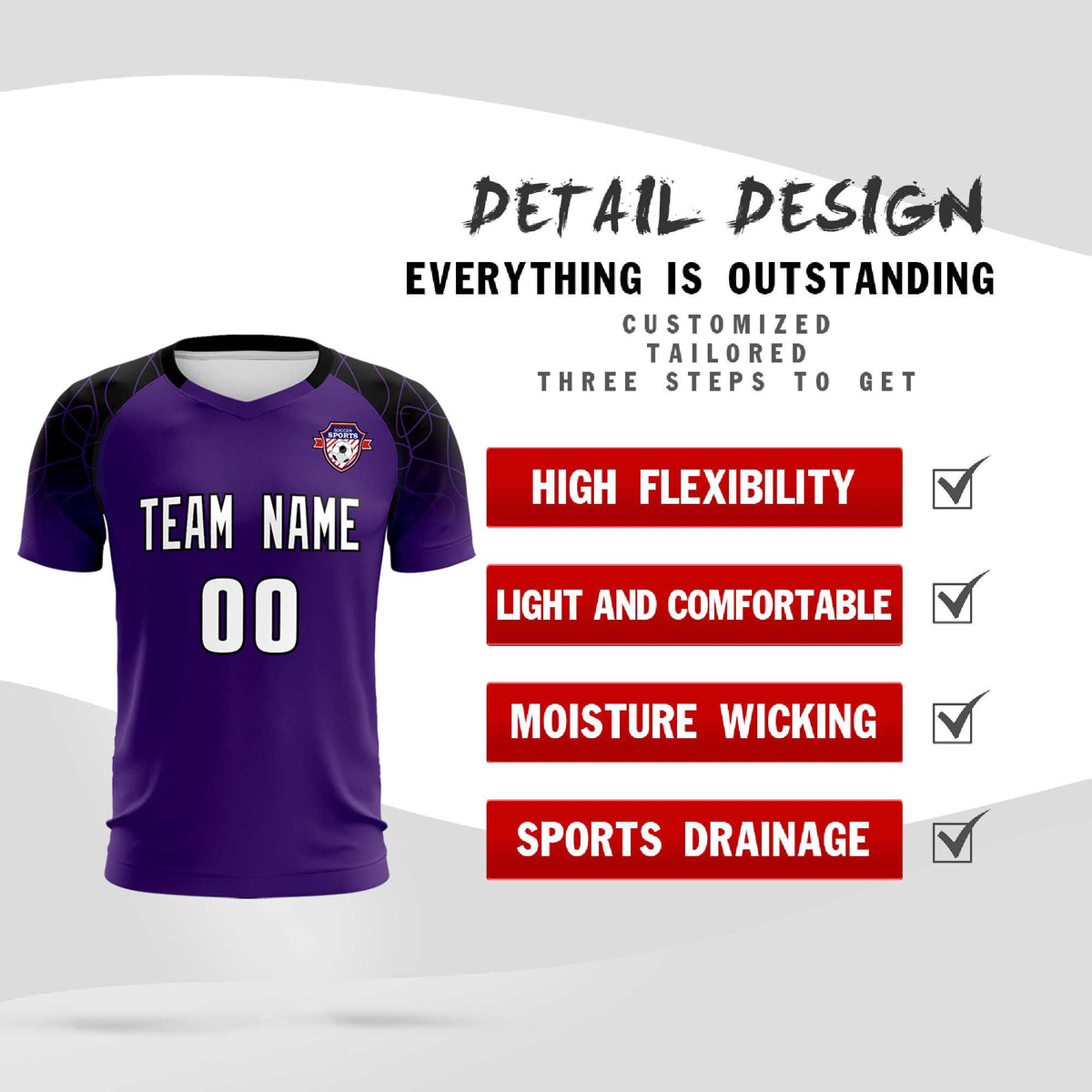 Custom Purple Classic Soccer Training Kit Jersey For Adults/Kids