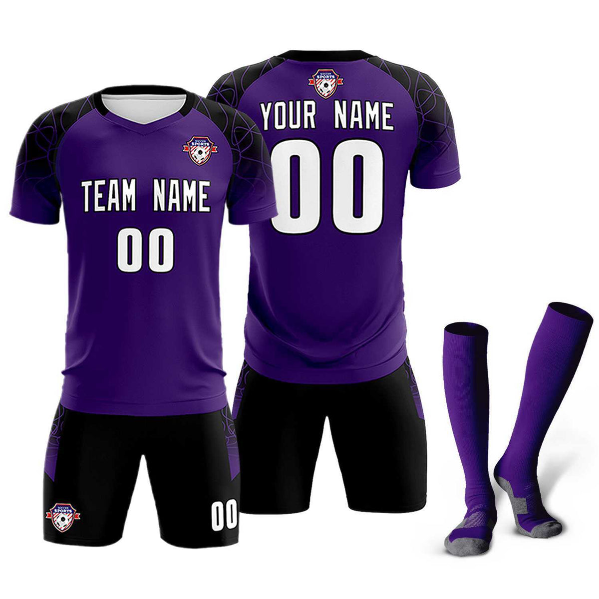 Custom Purple Classic Soccer Training Kit Jersey For Adults/Kids