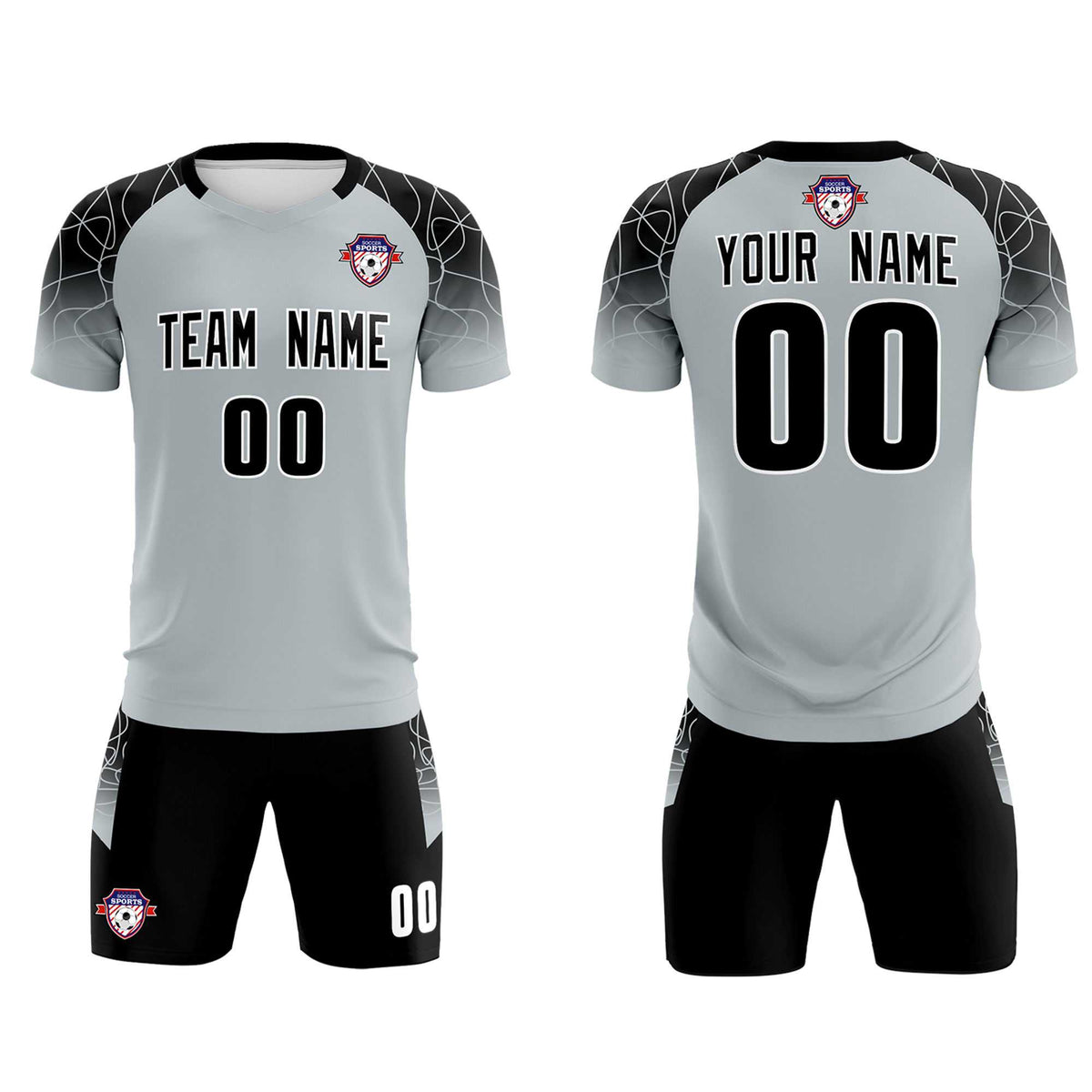 Custom Silver Classic Soccer Training Sets Jersey For Adults/Kids