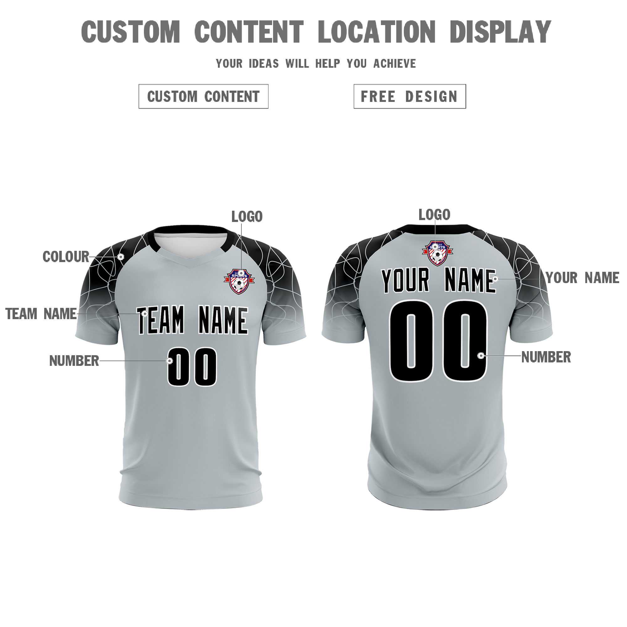 Custom Silver Classic Soccer Training Sets Jersey For Adults/Kids