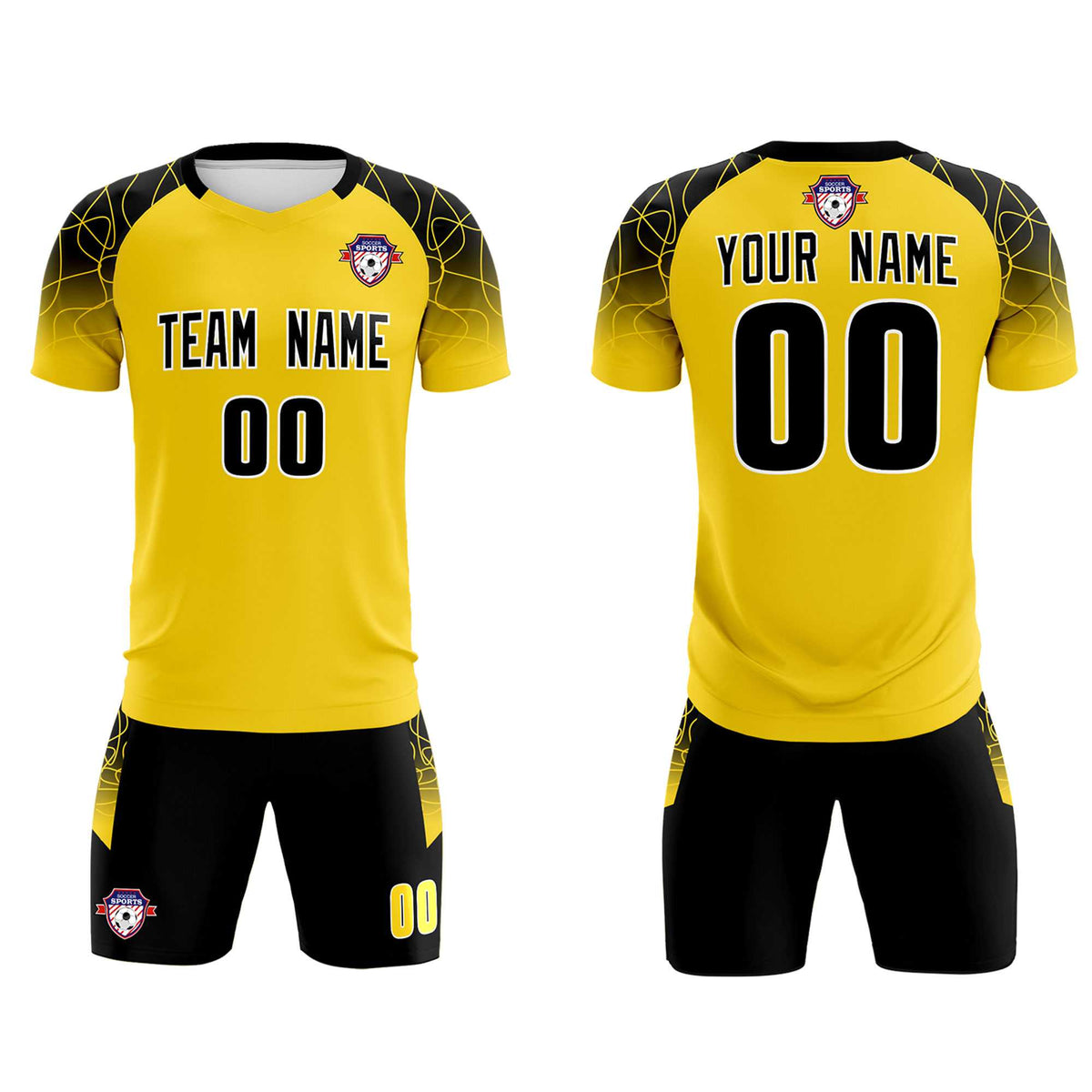 Custom Gold Classic Soccer Training Kit Jersey For Adults/Kids
