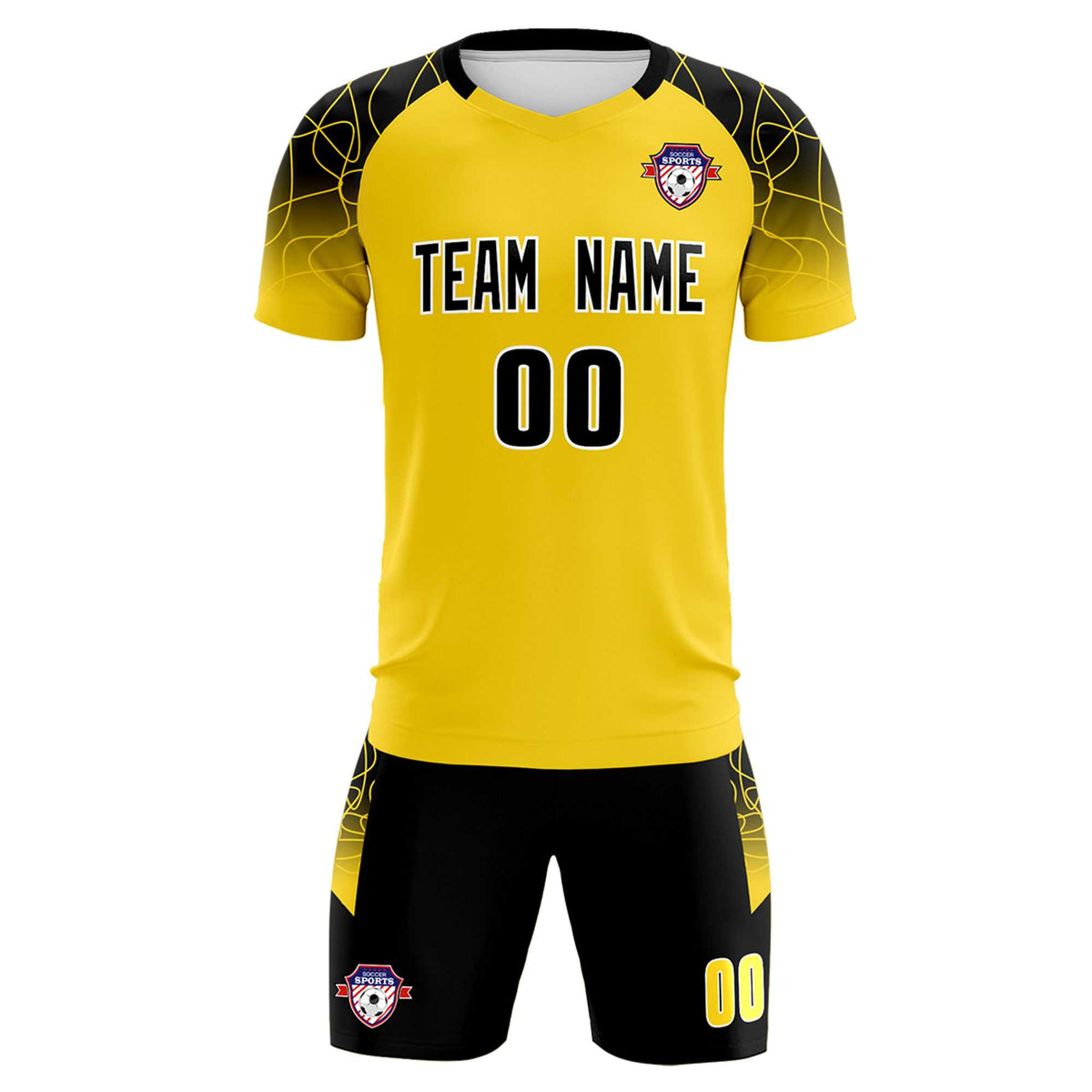 Custom Gold Classic Soccer Training Sets Jersey For Adults/Kids
