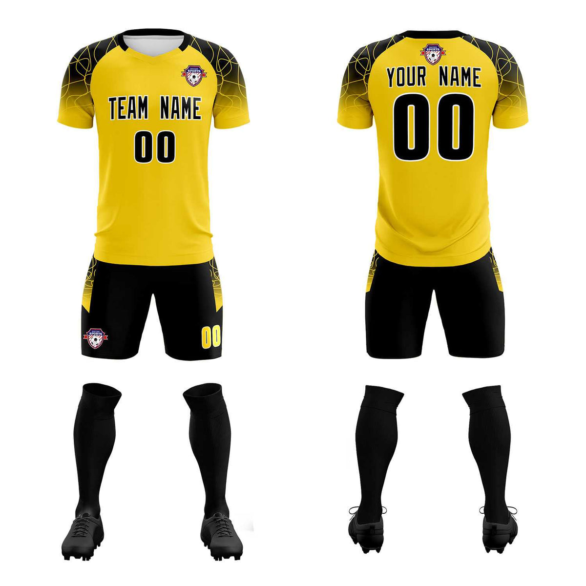 Custom Gold Classic Soccer Training Kit Jersey For Adults/Kids