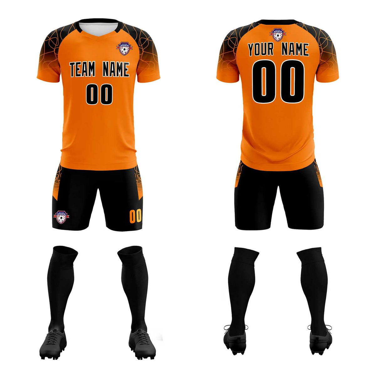 Custom Orange Classic Soccer Training Kit Jersey For Adults/Kids