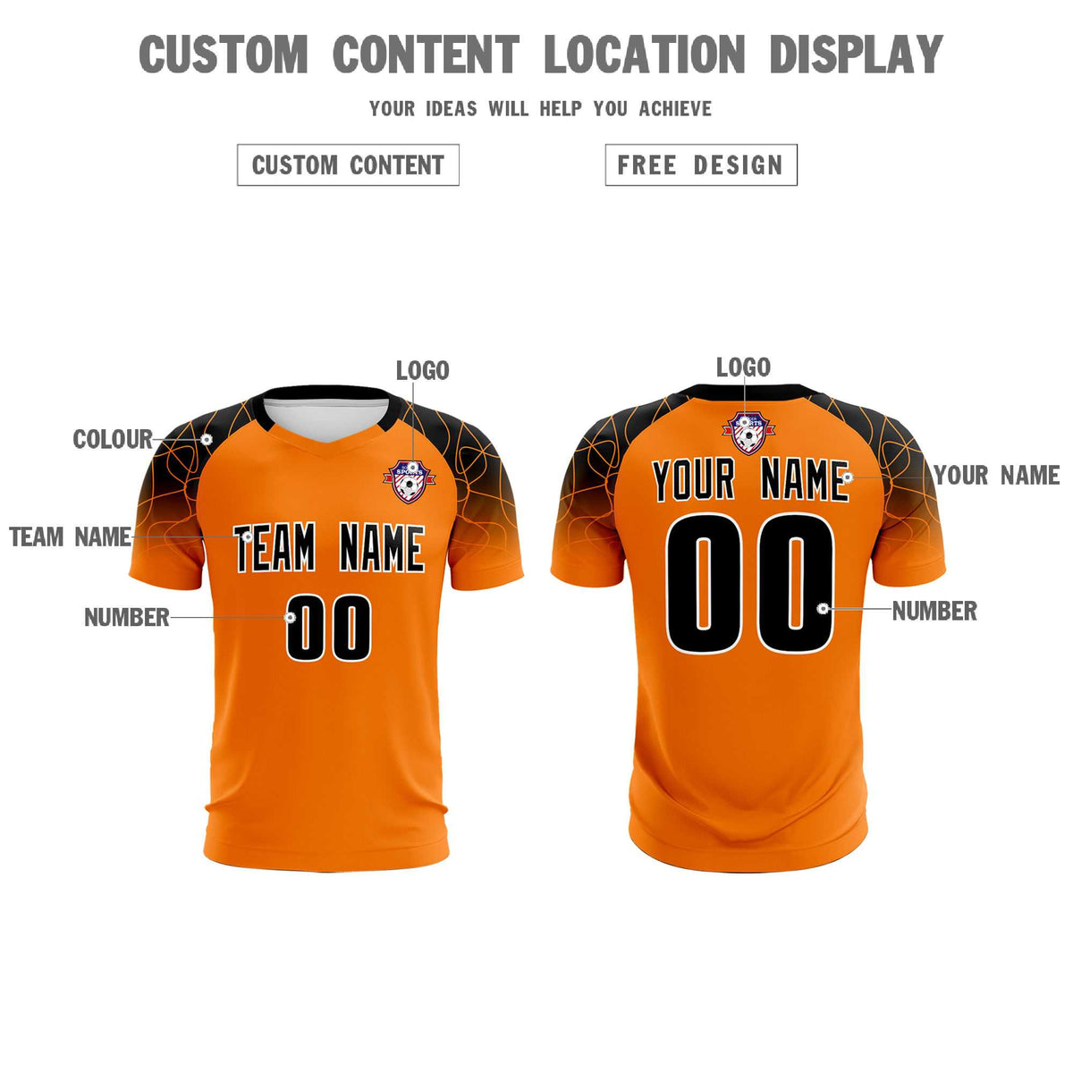 Custom Orange Classic Soccer Training Kit Jersey For Adults/Kids