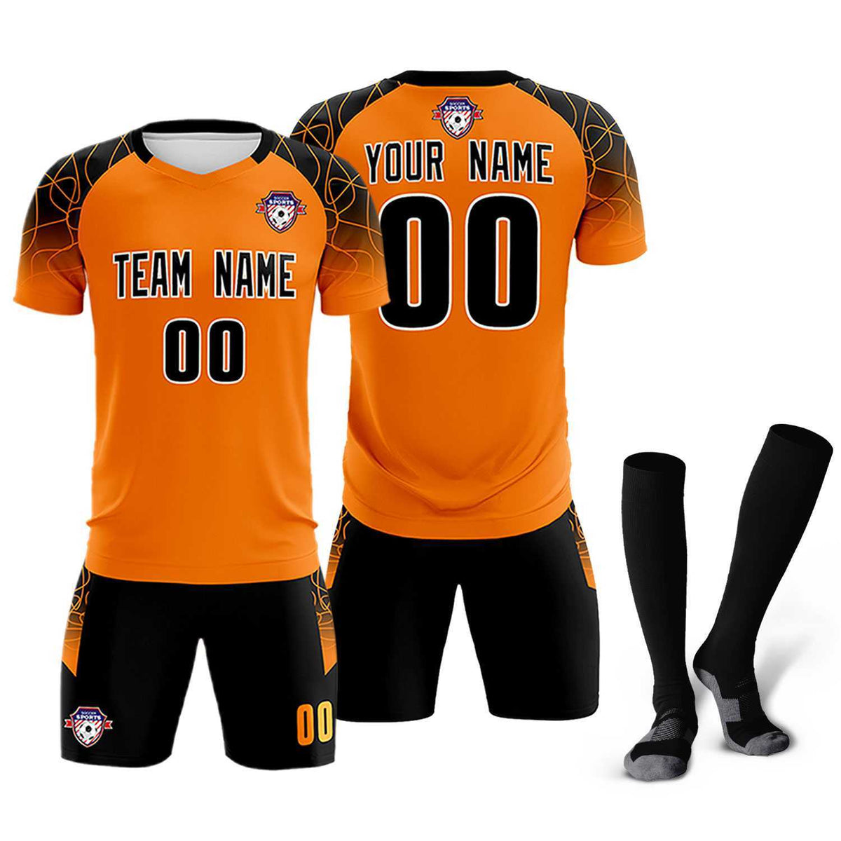 Custom Orange Classic Soccer Training Kit Jersey For Adults/Kids