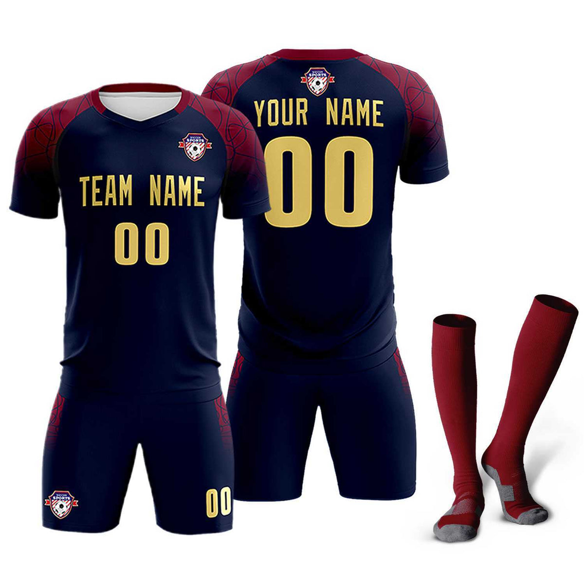 Custom Navy Classic Soccer Training Kit Jersey For Adults/Kids