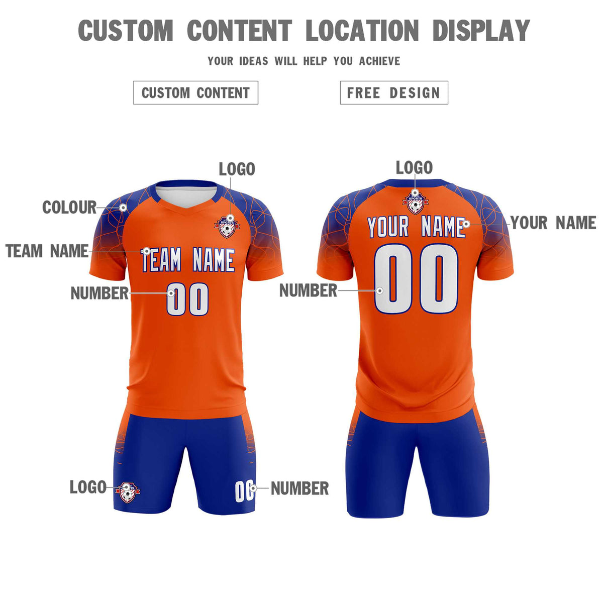 Custom Orange Classic Soccer Training Kit Jersey For Adults/Kids