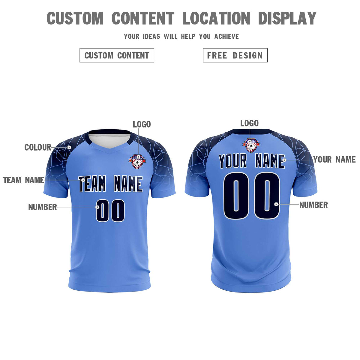 Custom Light Blue Classic Soccer Training Sets Jersey For Adults/Kids