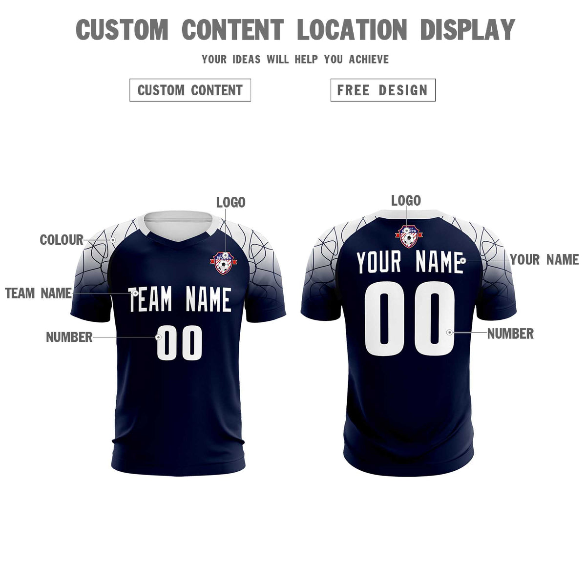 Custom Navy Classic Soccer Training Kit Jersey For Adults/Kids