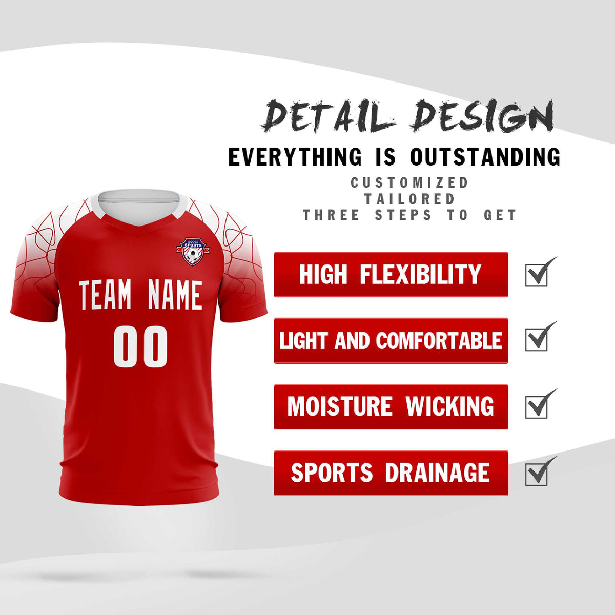 Custom Red Classic Soccer Training Sets Jersey For Adults/Kids