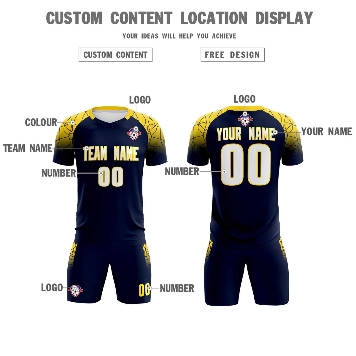 Custom Navy Classic Soccer Training Kit Jersey For Adults/Kids