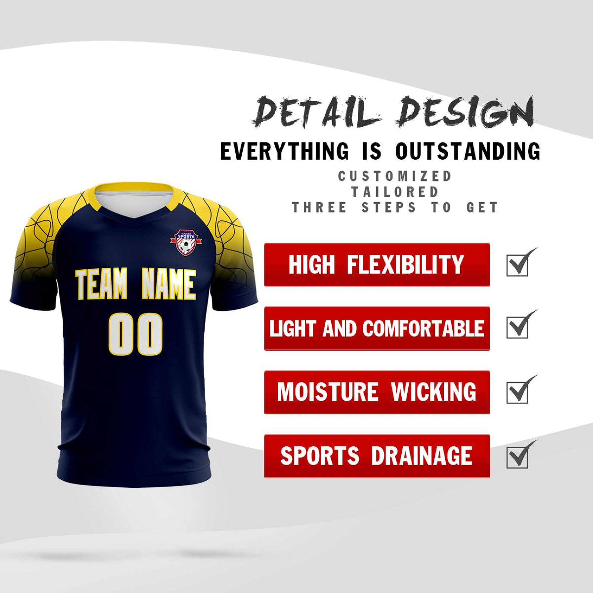 Custom Navy Classic Soccer Training Kit Jersey For Adults/Kids