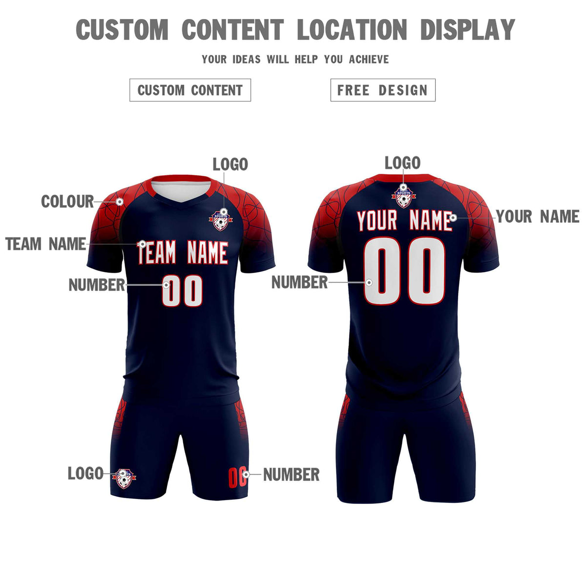 Custom Navy Classic Soccer Training Kit Jersey For Adults/Kids