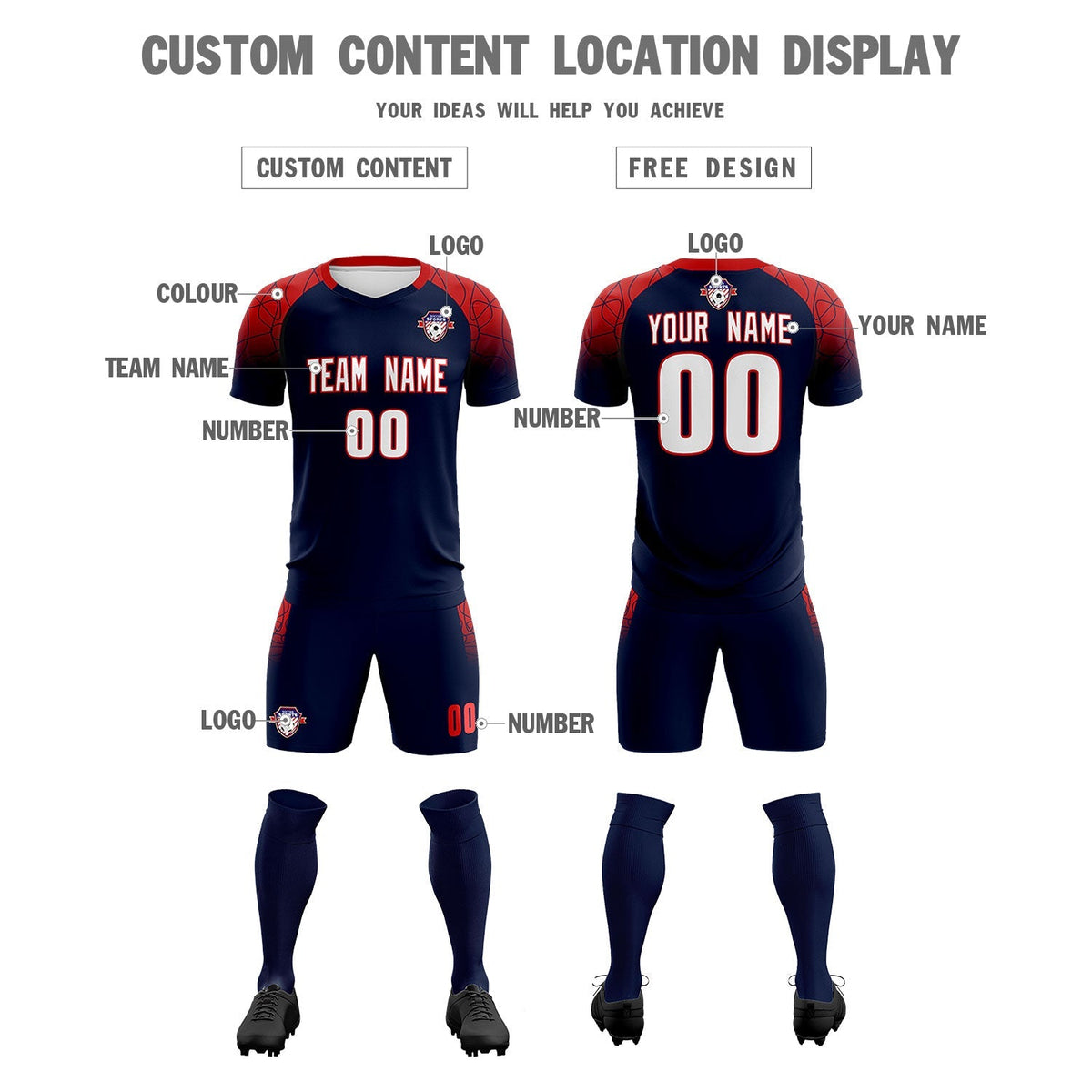 Custom Navy Classic Soccer Training Kit Jersey For Adults/Kids