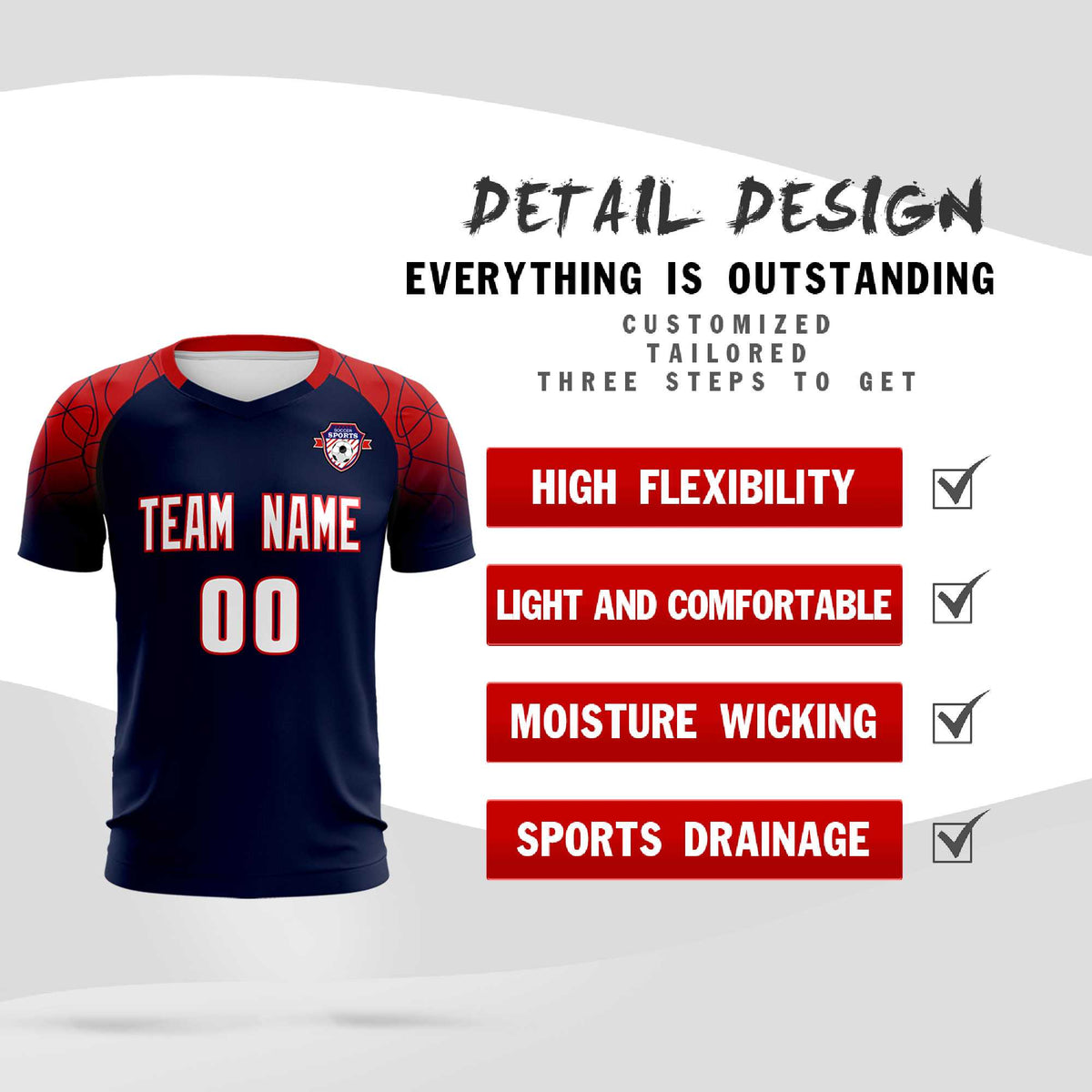 Custom Navy Classic Soccer Training Kit Jersey For Adults/Kids