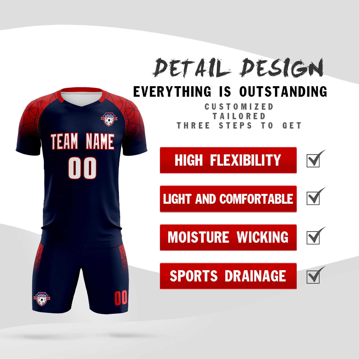 Custom Navy Classic Soccer Training Kit Jersey For Adults/Kids
