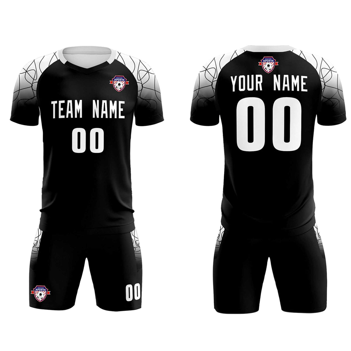 Custom Black Classic Soccer Training Kit Jersey For Adults/Kids