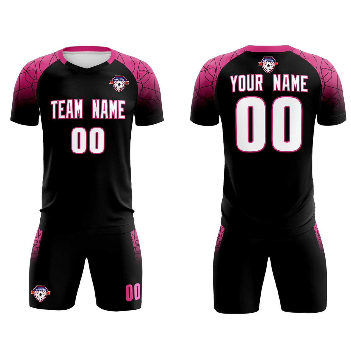 Custom Black Classic Soccer Training Kit Jersey For Adults/Kids