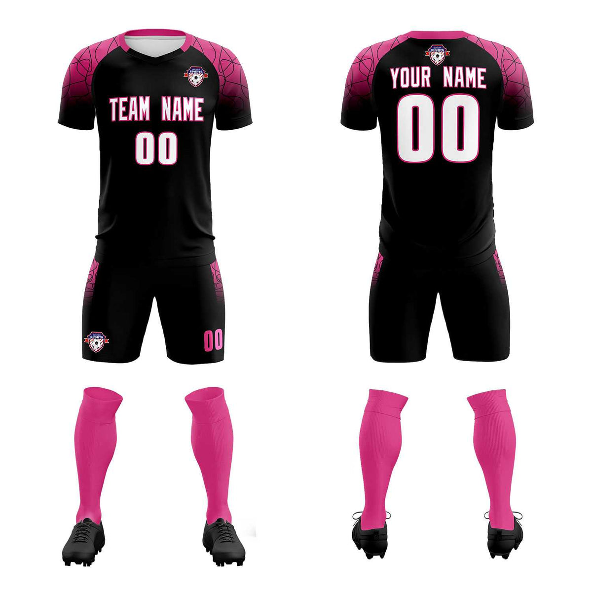 Custom Black Classic Soccer Training Kit Jersey For Adults/Kids