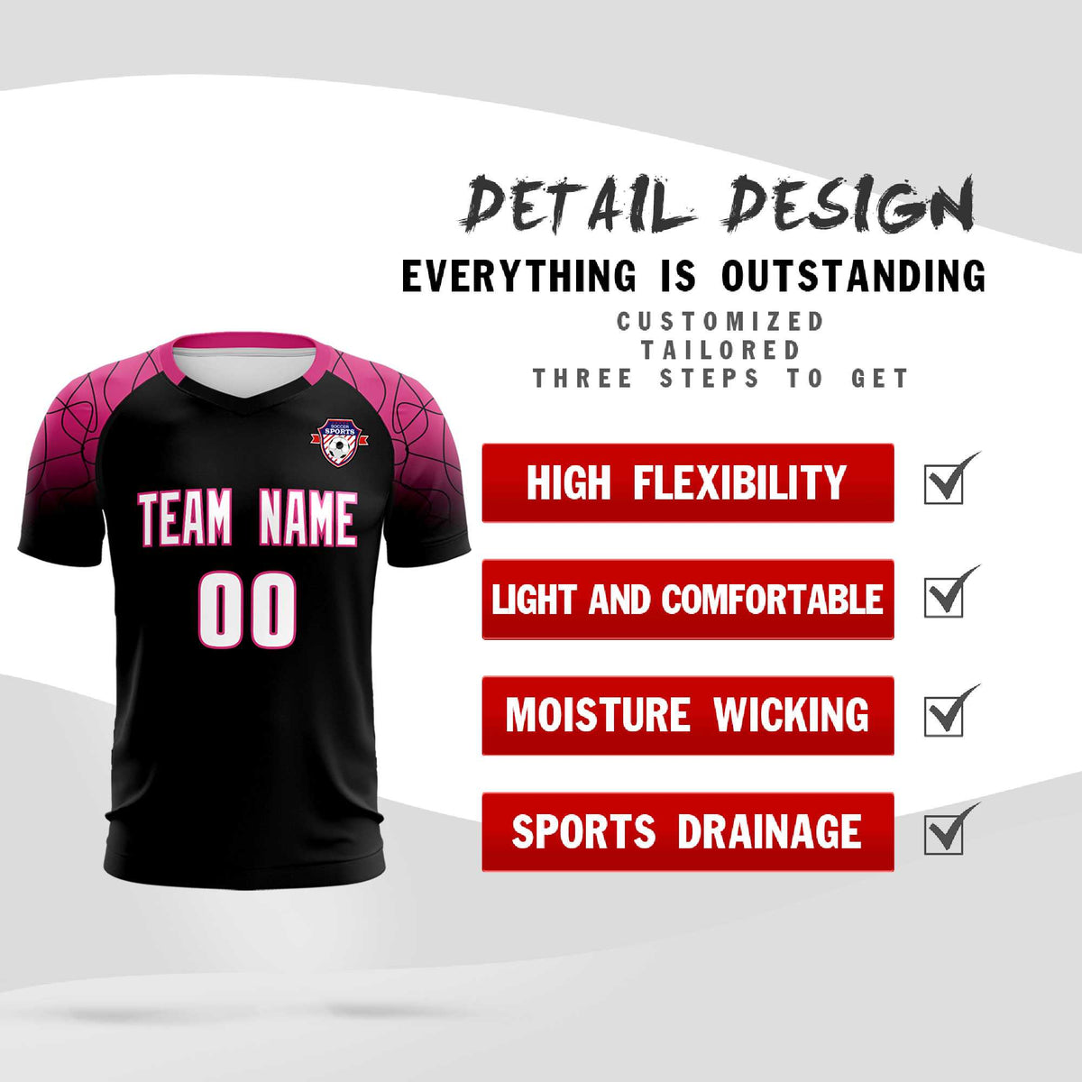 Custom Black Classic Soccer Training Kit Jersey For Adults/Kids