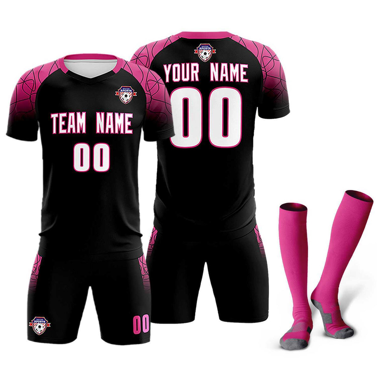Custom Black Classic Soccer Training Kit Jersey For Adults/Kids