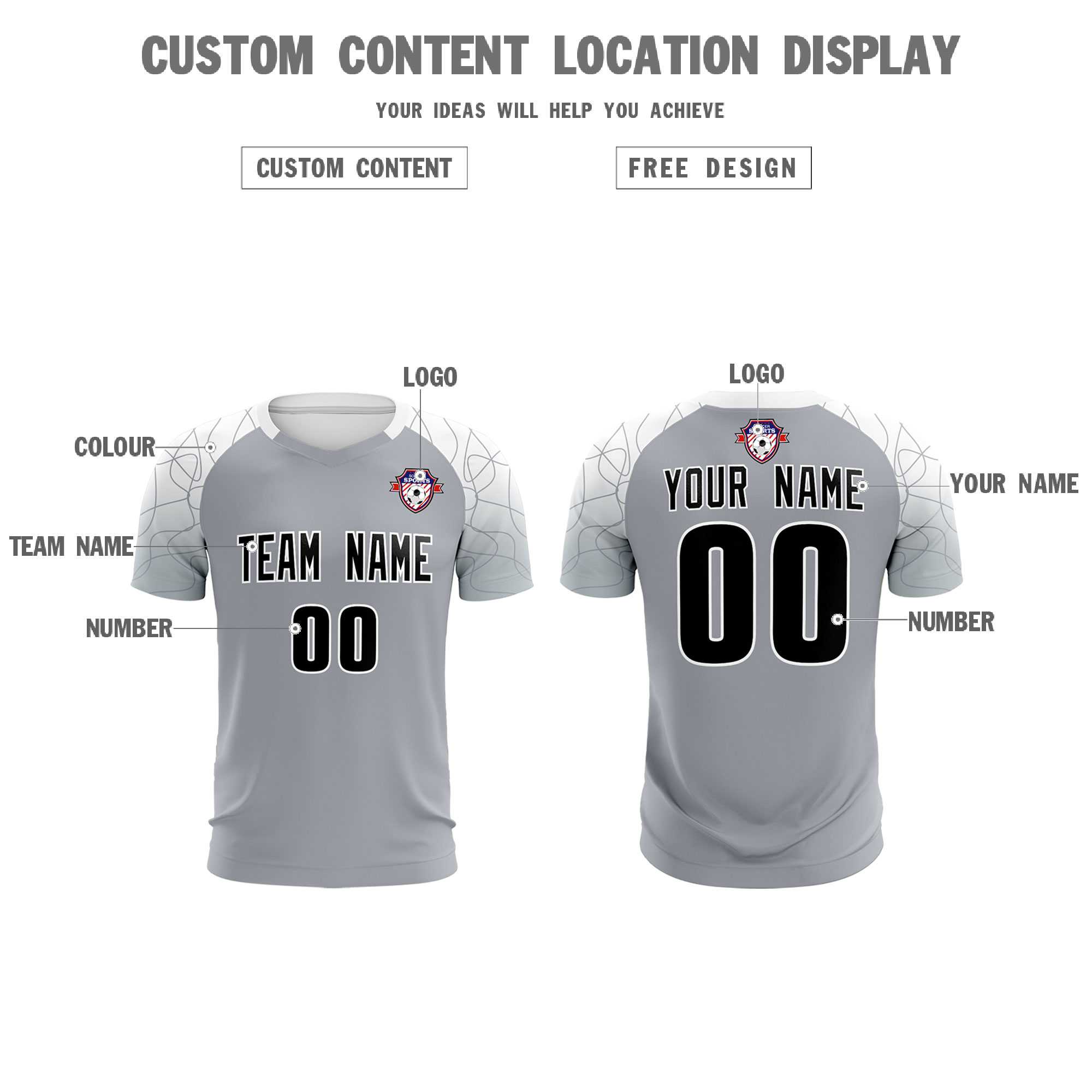 Custom Silver Classic Soccer Training Sets Jersey For Adults/Kids