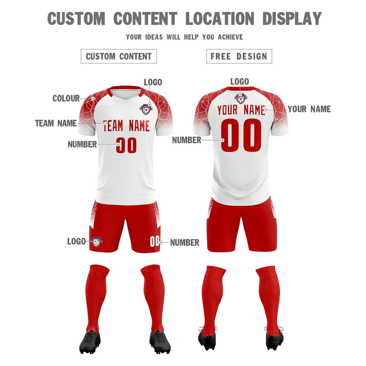 Custom White Classic Soccer Training Sets Jersey For Adults/Kids