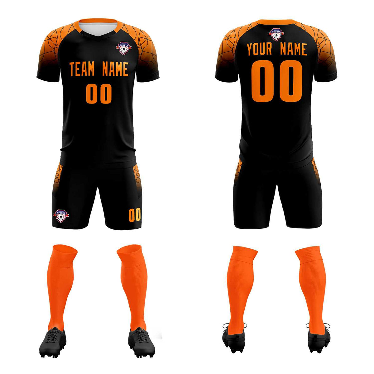 Custom Black Classic Soccer Training Kit Jersey For Adults/Kids