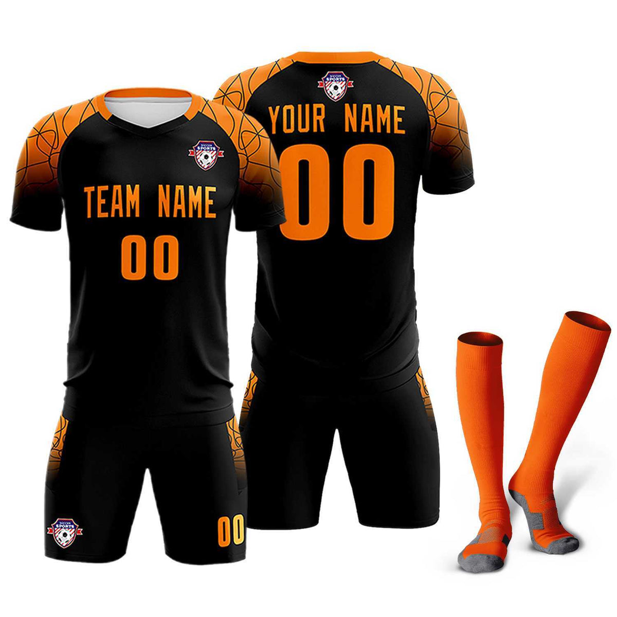 Custom Black Classic Soccer Training Kit Jersey For Adults/Kids