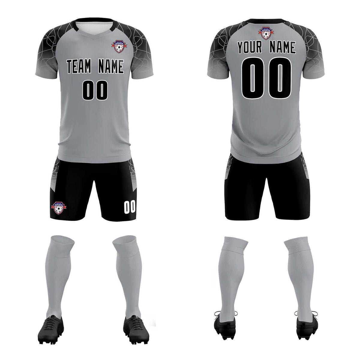 Custom Silver Classic Soccer Training Sets Jersey For Adults/Kids