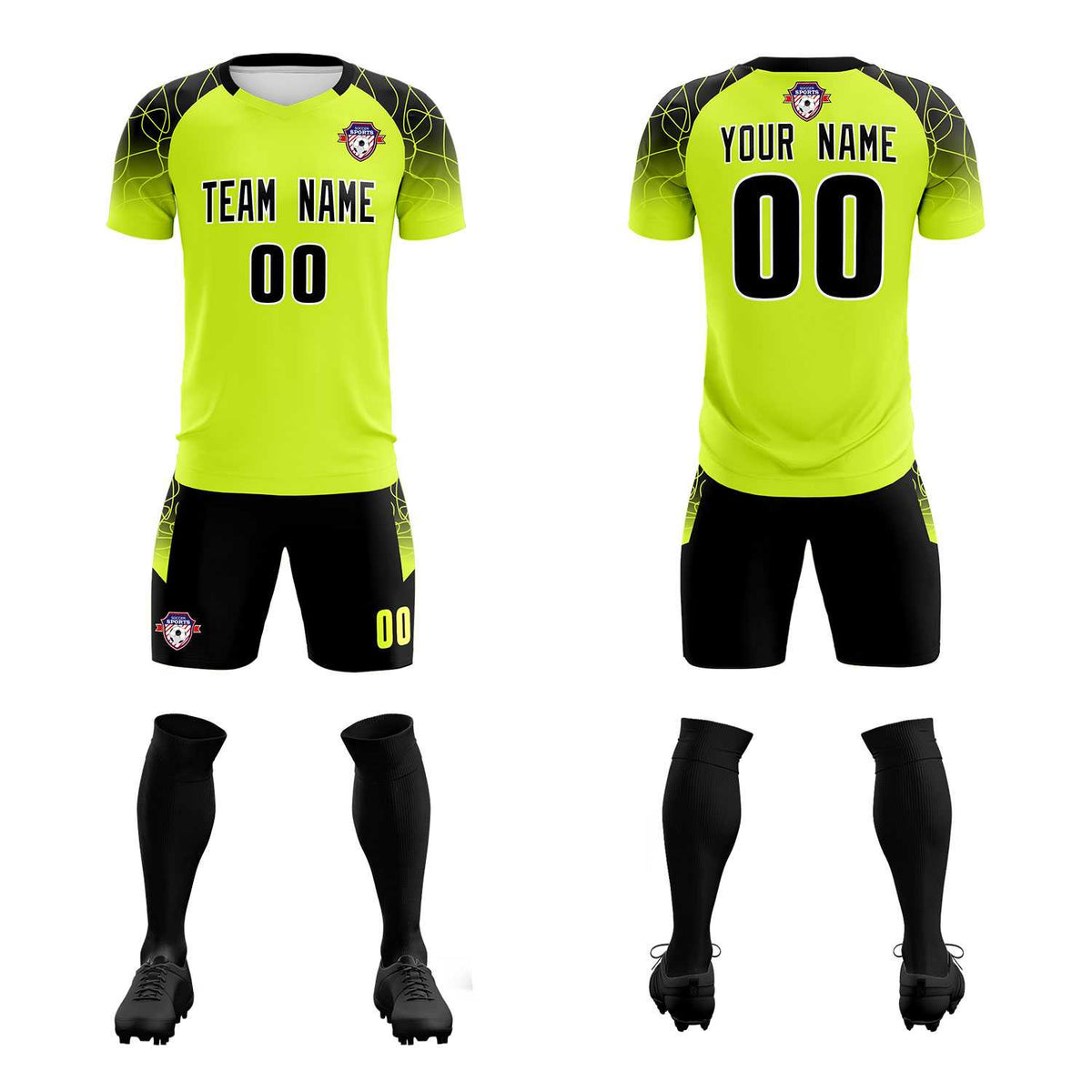Custom Neon Green Classic Soccer Training Sets Jersey For Adults/Kids