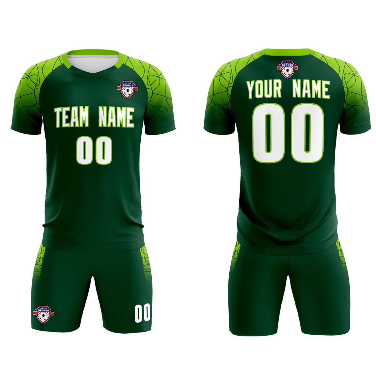 Custom Green Classic Soccer Training Kit Jersey For Adults/Kids