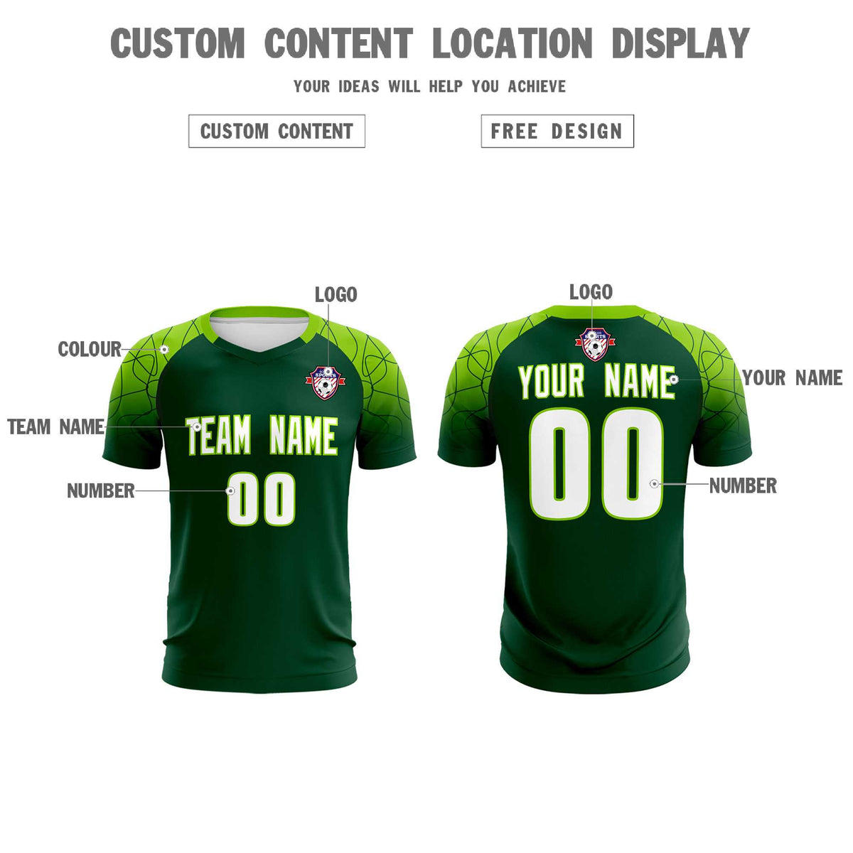 Custom Green Classic Soccer Training Kit Jersey For Adults/Kids