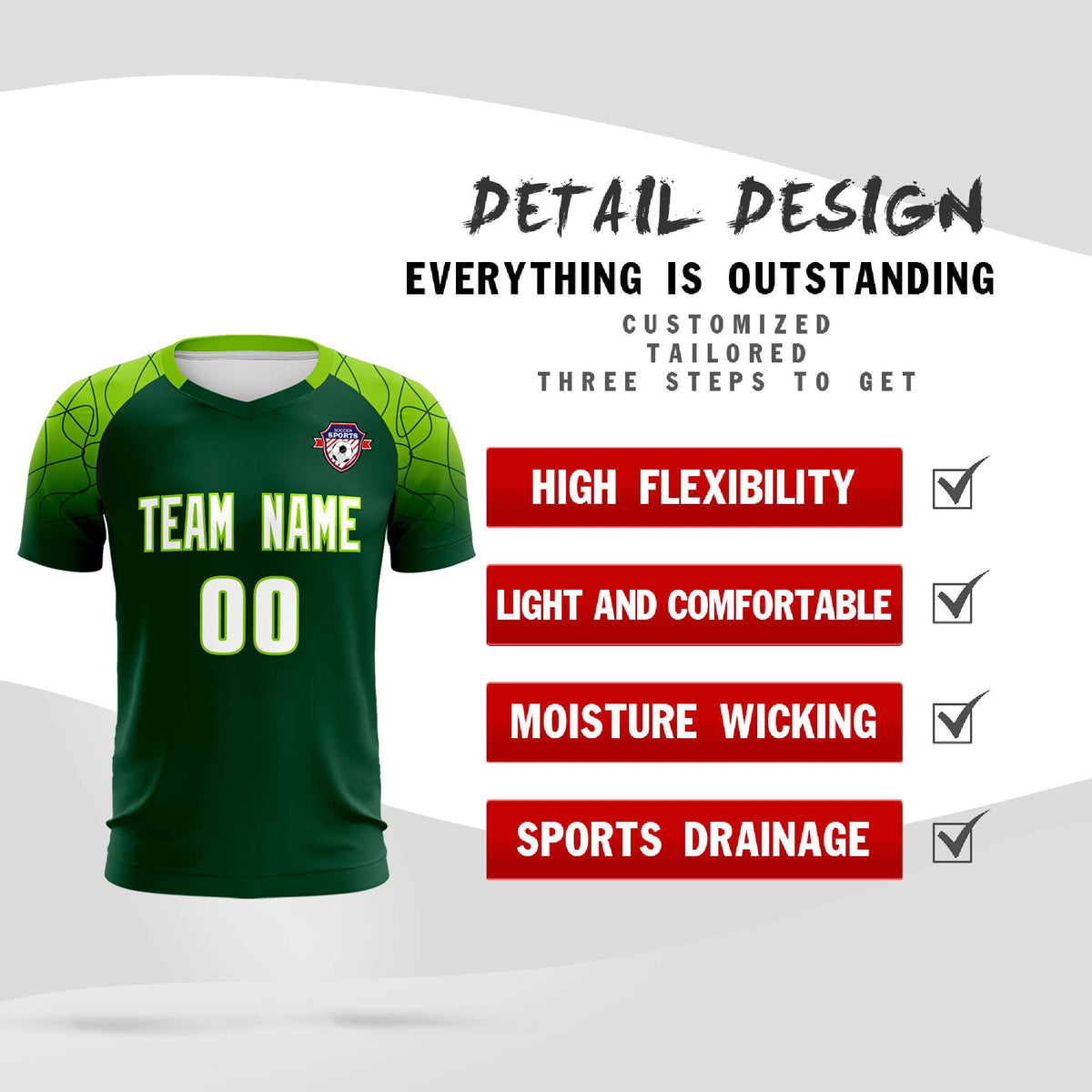 Custom Green Classic Soccer Training Kit Jersey For Adults/Kids