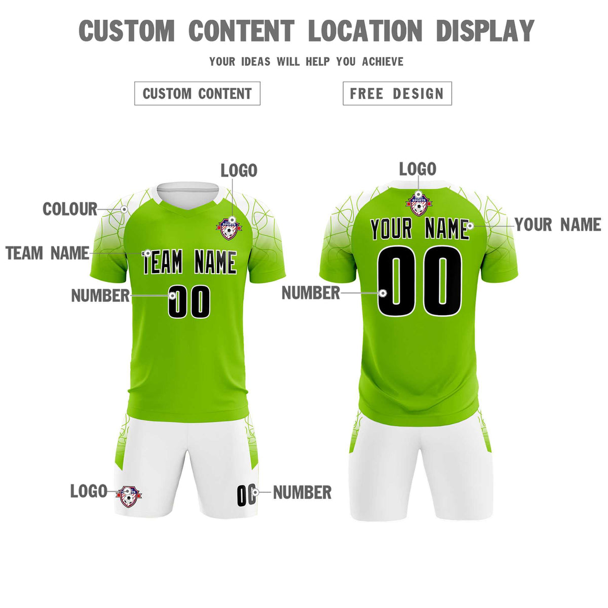 Custom Green Classic Soccer Training Kit Jersey For Adults/Kids