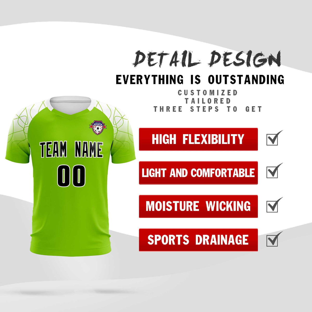 Custom Green Classic Soccer Training Kit Jersey For Adults/Kids