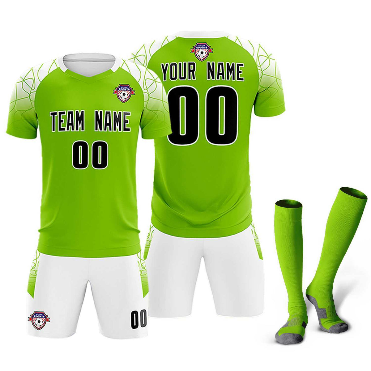 Custom Green Classic Soccer Training Kit Jersey For Adults/Kids