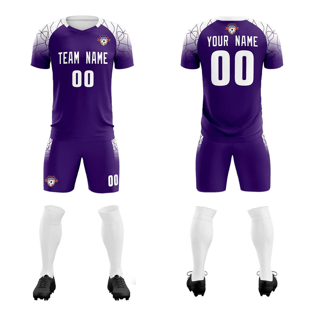 Custom Purple Classic Soccer Training Kit Jersey For Adults/Kids
