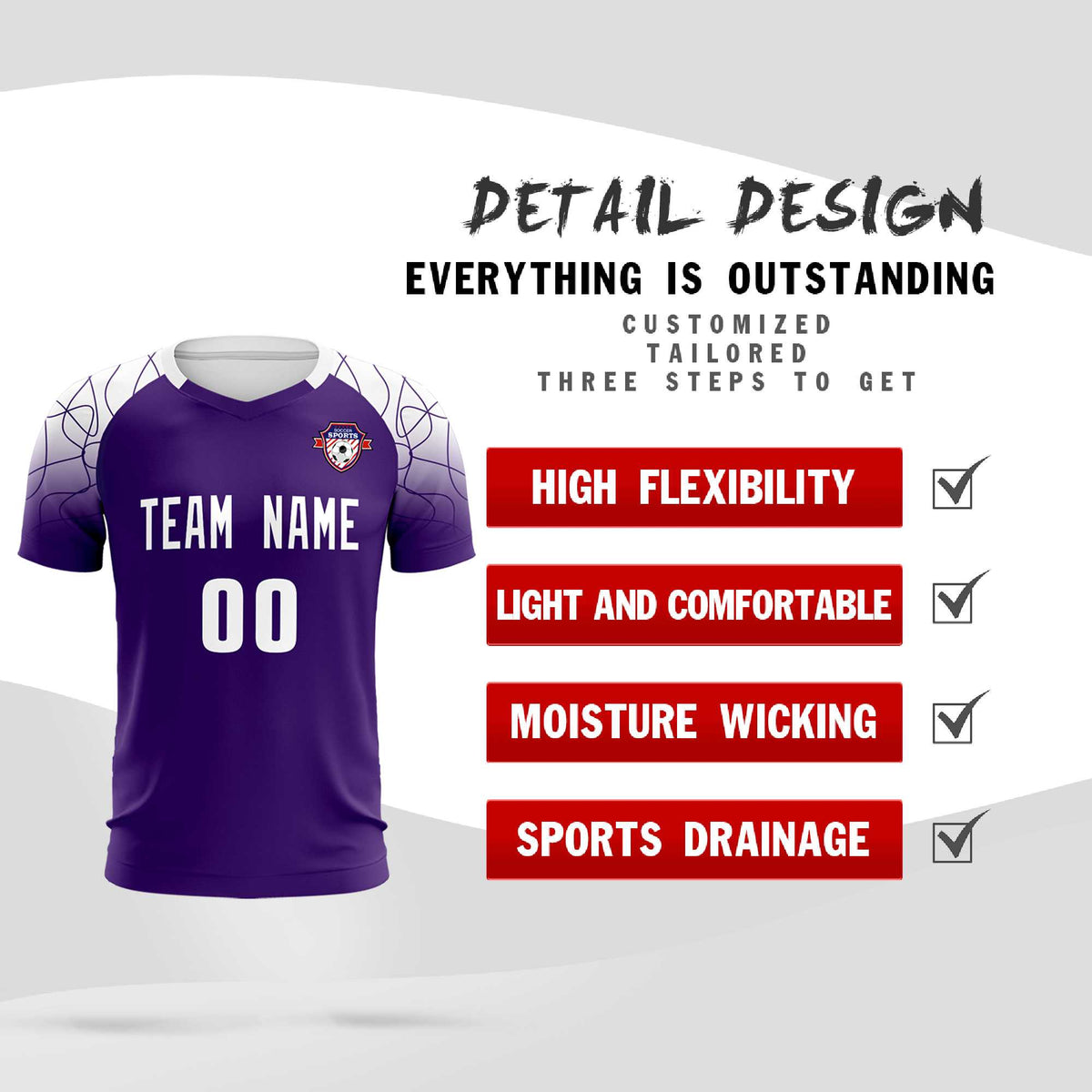 Custom Purple Classic Soccer Training Kit Jersey For Adults/Kids