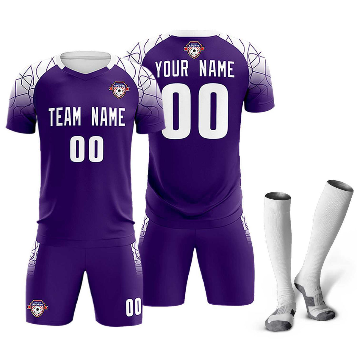 Custom Purple Classic Soccer Training Kit Jersey For Adults/Kids
