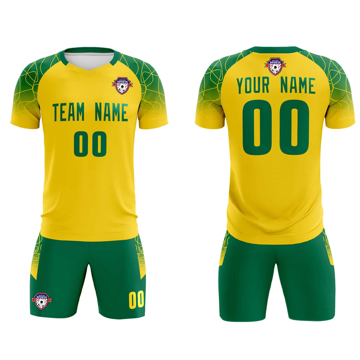 Custom Gold Classic Soccer Training Kit Jersey For Adults/Kids